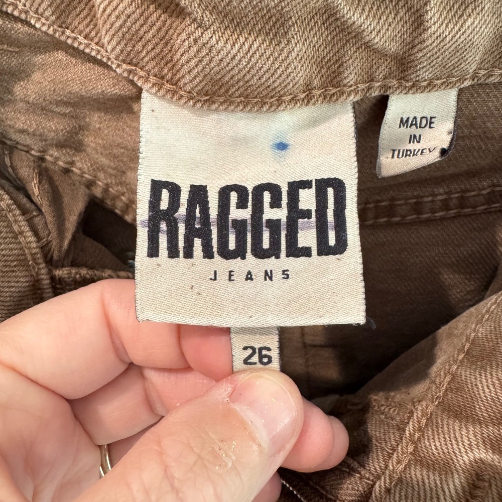 The Ragged Priest Alina Low Rise Baggy Brown Crossover Waist Jeans Size 26 - Picture 6 of 9